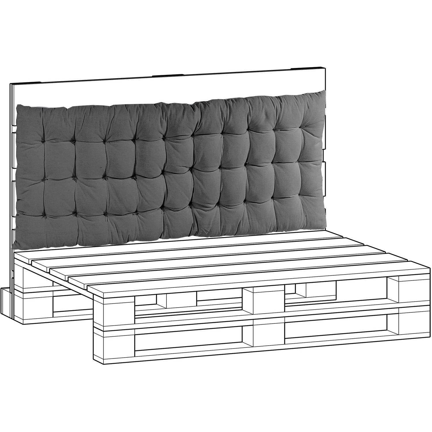 VESTIAMO CASA - Cuscino schienale Pallet Grigio Scuro - 120x40 cm spessore 5 cm